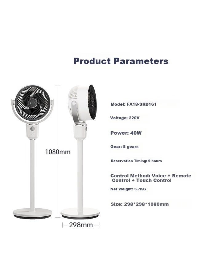 Airmate Air Circulation Fan, Electric Fan For Home Use, High Air Volume, Desktop Or Floor Fan, Small Fan, Voice-controlled, Smart, Quiet, Ventilation Fan, Fa18-srd161 - Image 2