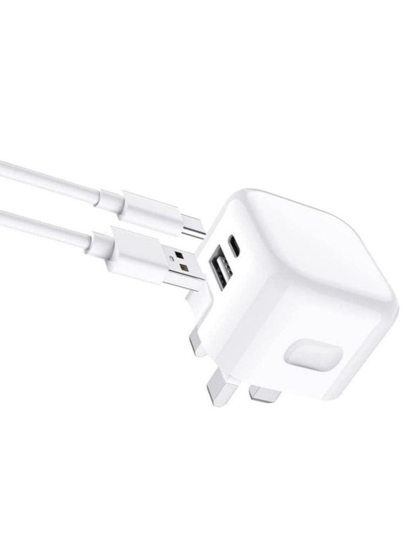 ELTRAZONE Galaxy A04 / A04s / A04 Core USB C Charger Plug 20W Dual Port USB C Fast Charger PD&QC 3.0 USB C Charging Plug Power Delivery Wall Adapter For Samsung Galaxy A04 / A04S / A04 Core (WHITE) - Image 2