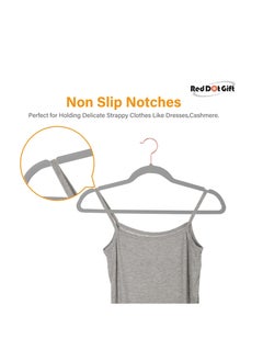 Red Dot Gift 50-Pieces Grey Color Velvet Clothes Hanger with Rose Golden 360 Degree Rotatable Hook,Durable & Slim  - Image 5