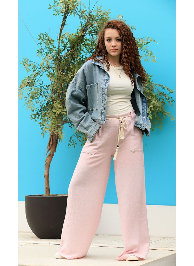 Ship Master Women's Wide-Leg Pants with Drawstring Waist and Front Pockets – Stylish & Comfortable (Pants Only)  - Image 3