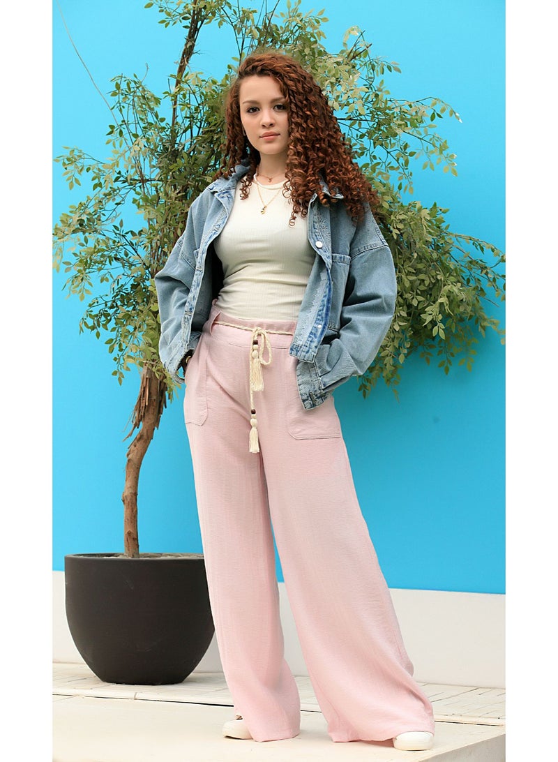 Ship Master Women's Wide-Leg Pants with Drawstring Waist and Front Pockets – Stylish & Comfortable (Pants Only)  - Image 2
