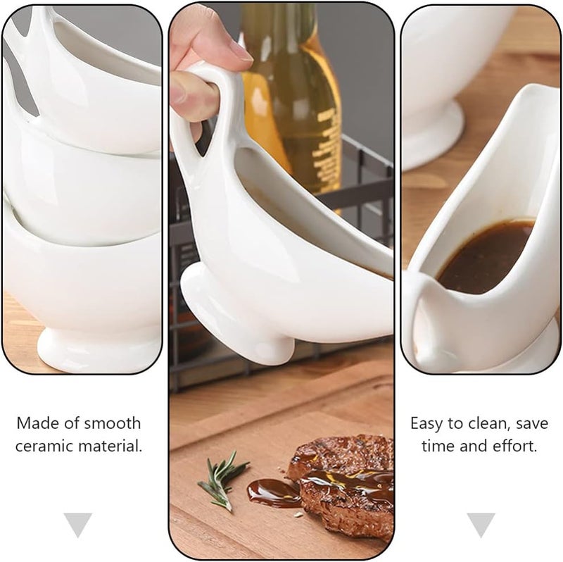 Coffee Syrup Espresso Frothing Pitcher 3pcs Gravy Boat Ceramic Sauce Boat Seasoning Sauce Gravy Bowls Portion Cups for Salad Dressings Creamer Broth Black Pepper Coffee Syrups Coffee Creamer - Image 3