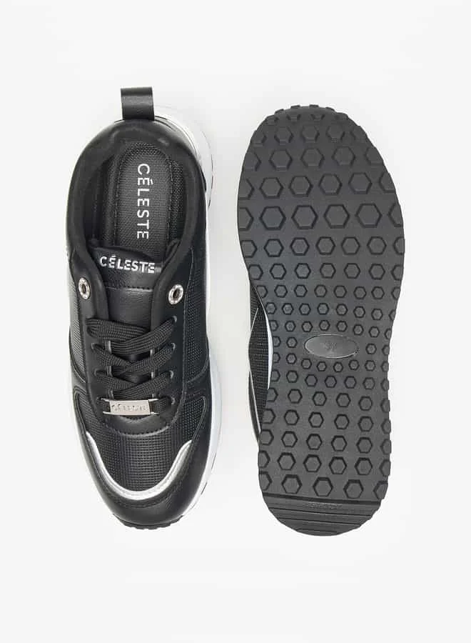 Celeste Women's Textured Sneakers with Lace-Up Closure
