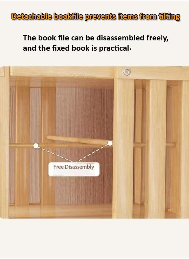 6 Layers 360 Degree Rotatable Bookshelf Modern Minimalist Fence Design Floor Bookcase Bamboo Corner Cabinet Display Rack for Living Room Home Office 37x37x178 cm