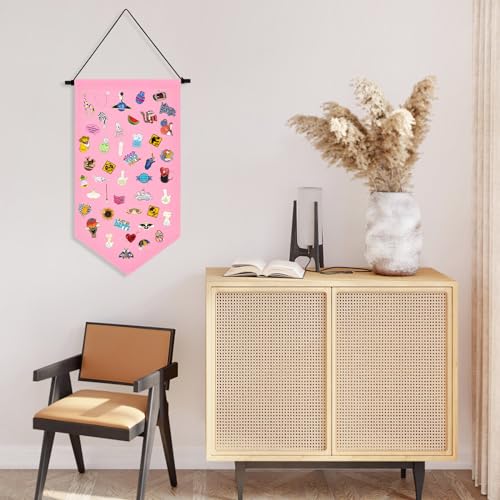 Winmany Wall Hanging Brooch Jewelry Storage Case Canvas Display Stand Enamel Pin Display Banner Holder Earrings Necklace Glitter Pin Collection Organizer (Pink) - Image 4