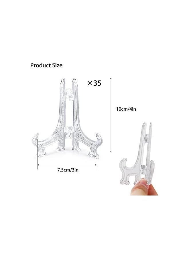 The Bros 35 Pieces 4-inch Clear Plastic Easels or Stand, Clear Easel Plate Holder Display Stand for Home Decoration, Clear Plate Holders for Display Picture Artwork (4 inches)  - Image 3