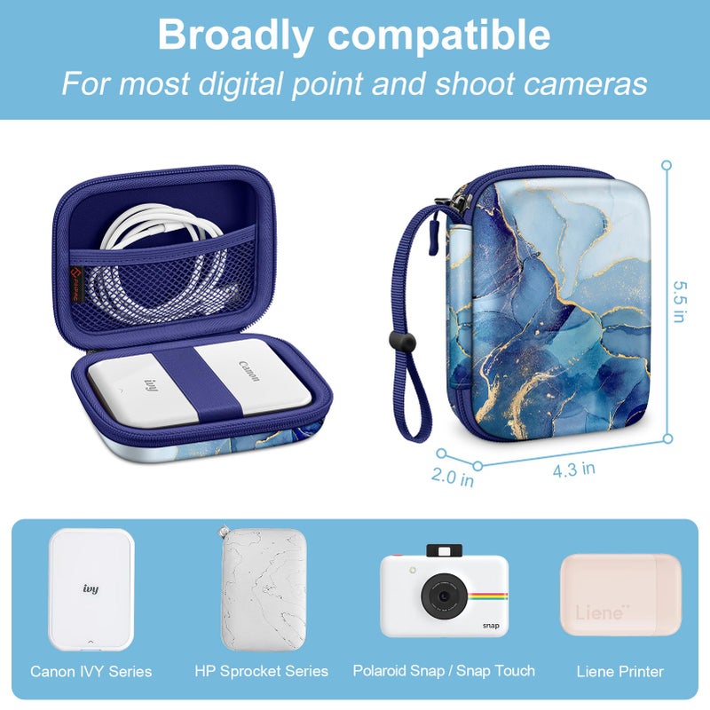 Fintie Protective Case for Canon Ivy 2 Mini, Canon Ivy CLIQ2 / CLIQ+2 Instant Camera Photo Printer - Shockproof Hard Shell Carrying Case, Ocean Marble - Image 2