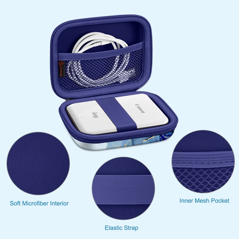 Fintie Protective Case for Canon Ivy 2 Mini, Canon Ivy CLIQ2 / CLIQ+2 Instant Camera Photo Printer - Shockproof Hard Shell Carrying Case, Ocean Marble - Image 4