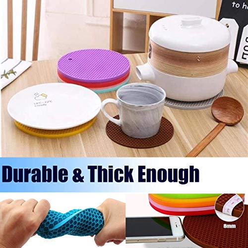 LogHog 5 Pack Extra Thick Silicone Trivets Heat Resistant Pot Holder and Oven Mitts,Trivets for Hot Dishes,Nonslip Insulation Honeycomb Rubber Hot Pads for Countertop,Multi-Purpose & Flexible Mats,BK - Image 4