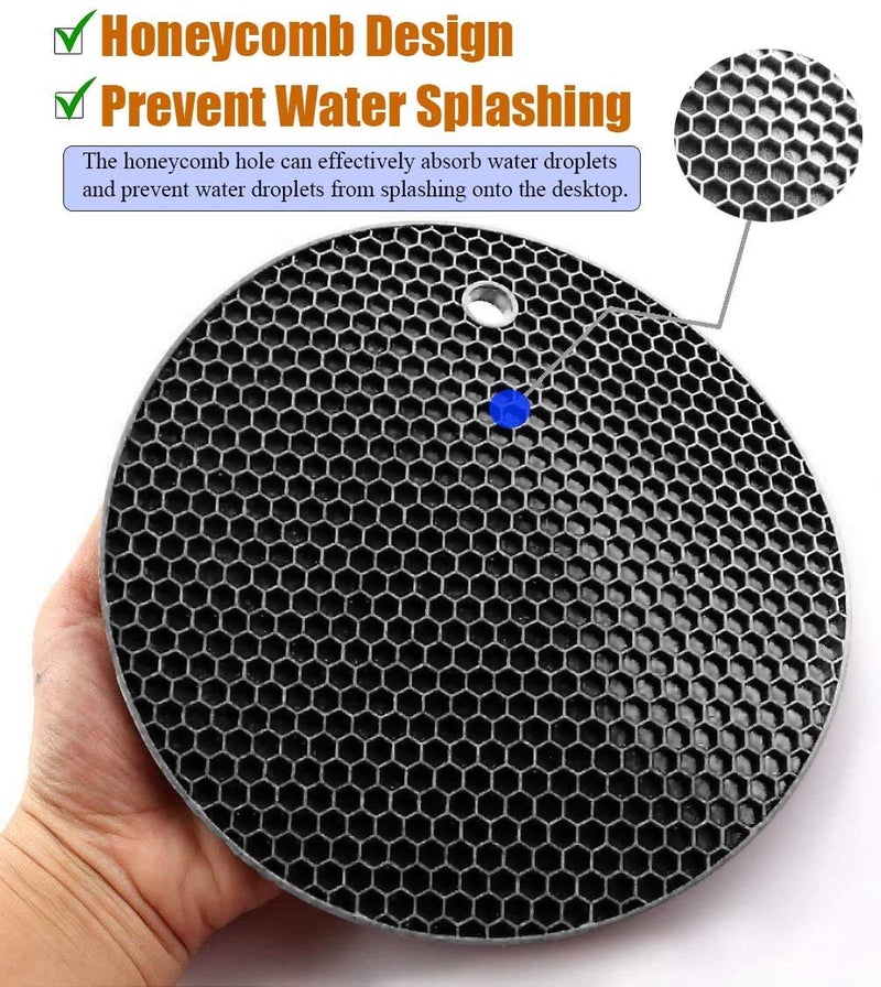 LogHog 5 Pack Extra Thick Silicone Trivets Heat Resistant Pot Holder and Oven Mitts,Trivets for Hot Dishes,Nonslip Insulation Honeycomb Rubber Hot Pads for Countertop,Multi-Purpose & Flexible Mats,BK - Image 2
