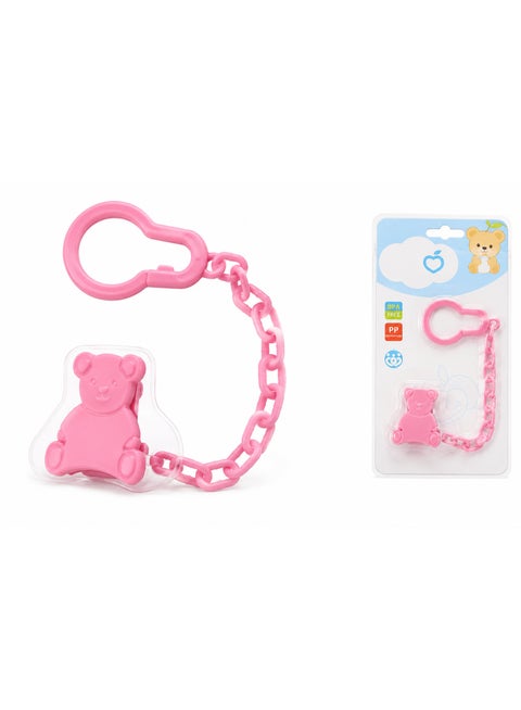 Pink Baby Pacifier Clip & Holder Chain for Ages 4+ Months, BPA Free, Secure Pacifier Strap