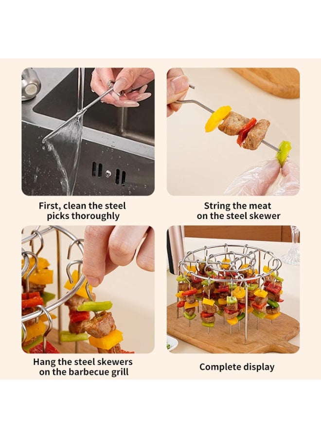 Stainless Steel Air Fryer Grill Skewer Rack, 24 Vertical Meat Skewers BBQ Kabob Set - Image 2