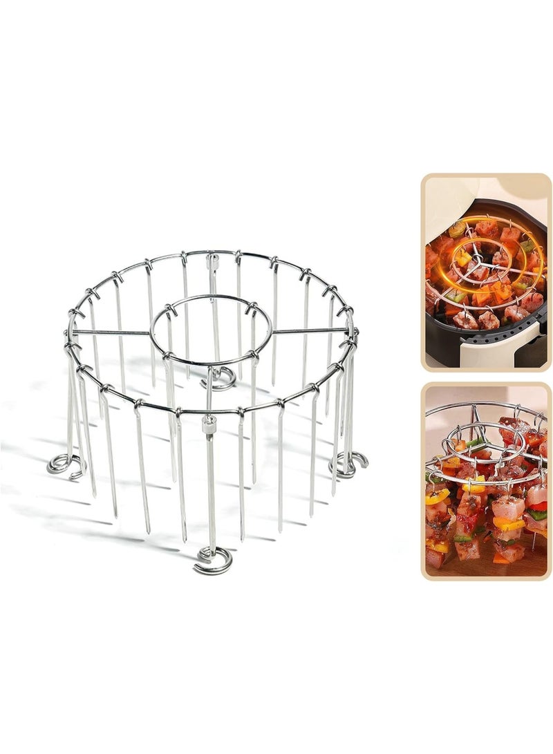Stainless Steel Air Fryer Grill Skewer Rack, 24 Vertical Meat Skewers BBQ Kabob Set - Image 1
