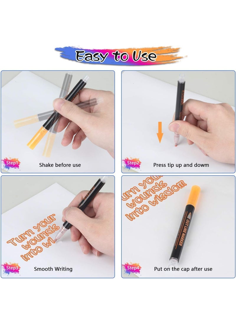 Like-It - like it Outline Marker Set 12 Metallic Colours Extra Fine Point Water Based Opaque Ink Glitter Pen Set for Rock Painting Glass Mug Wood Fabric Canvas DIY Craft with Fine Medium Tip - Image 1