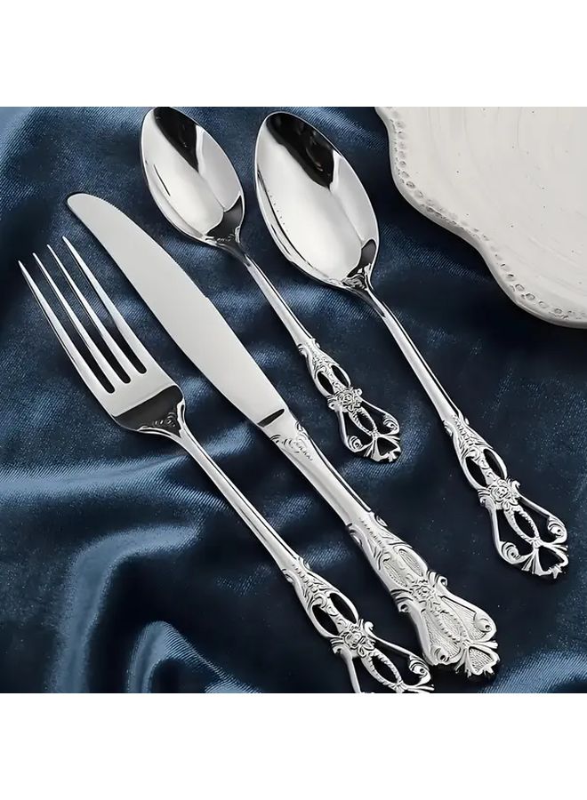 20 Piece Elegant Vintage Mirror Stainless Steel Cutlery Set Dishwasher Safe Wedding Gift - Image 4