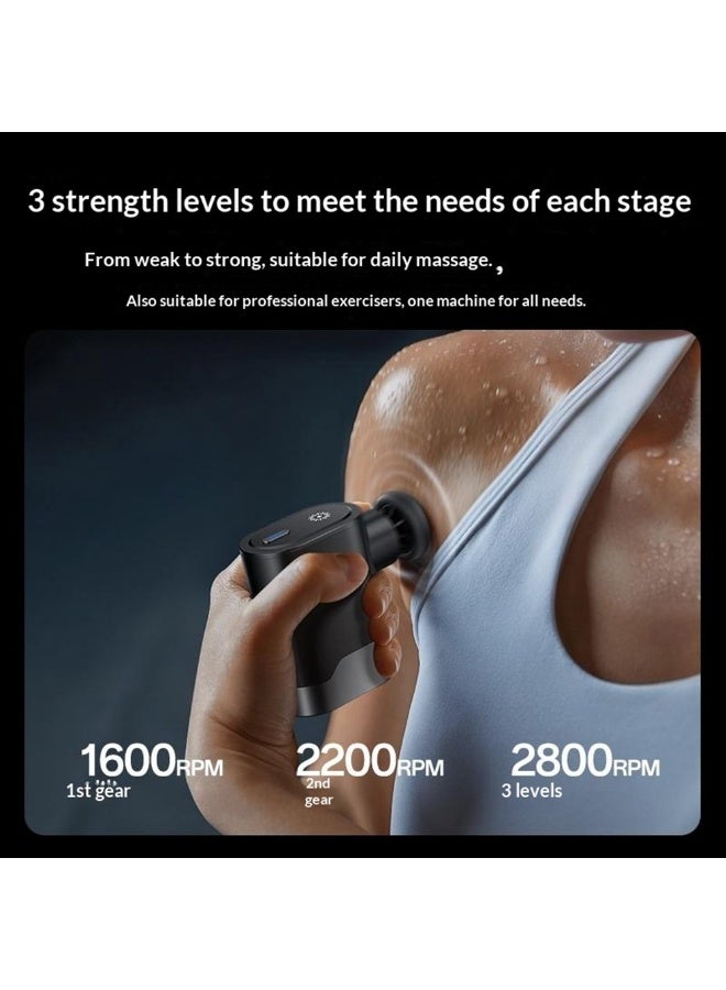 Yesido MG61 Mini Portable Electric Muscle Massage Fascia Gun ABS & Silicone Black & Silver - 6-Piece Set - Image 3