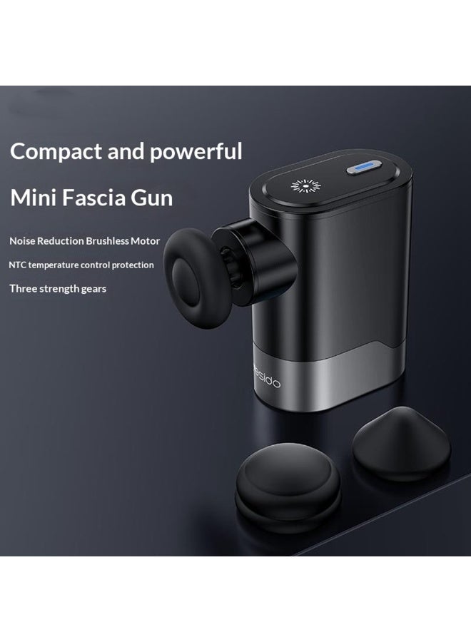 Yesido MG61 Mini Portable Electric Muscle Massage Fascia Gun ABS & Silicone Black & Silver - 6-Piece Set - Image 2