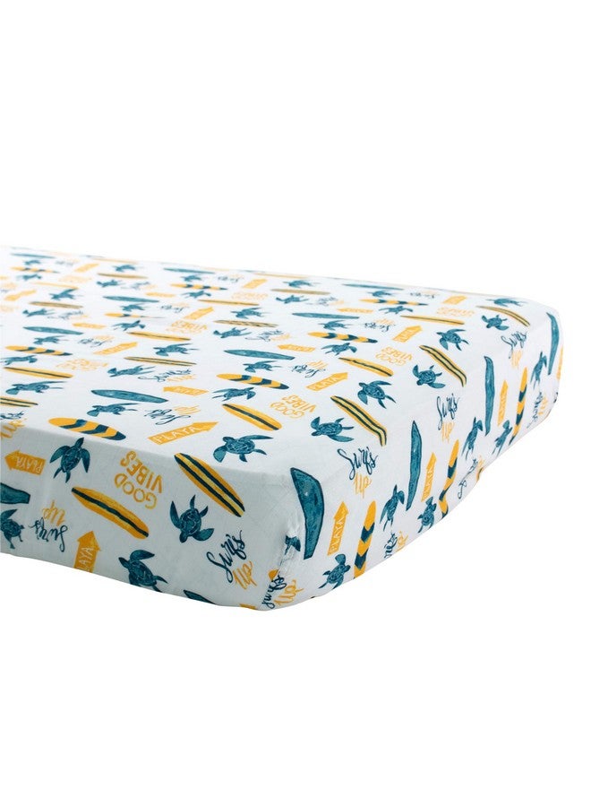 Bebe au Lait Bebe au Lait Oh So Soft Muslin Crib Sheet, Surf - Image 1