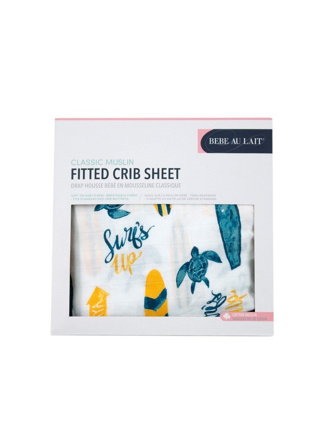 Bebe au Lait Bebe au Lait Oh So Soft Muslin Crib Sheet, Surf - Image 4