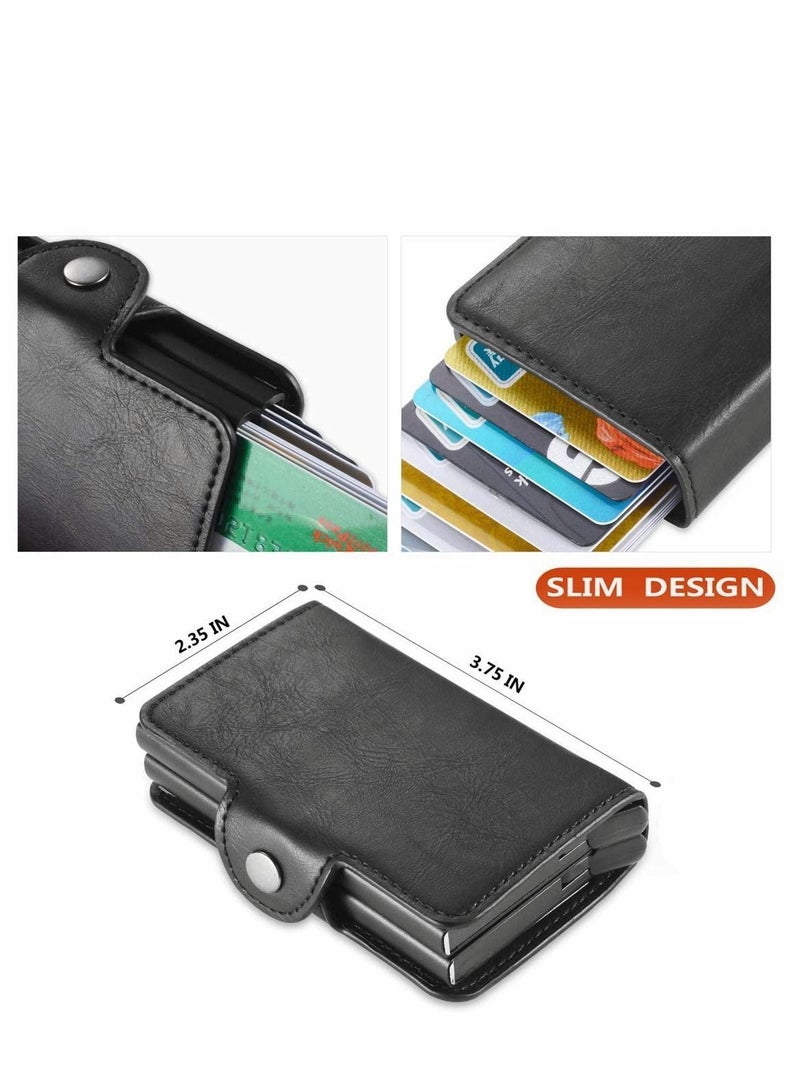 Y&D Wallet for Men Credit Card Holder, Automatic Pop Up with RFID, Leather Slim Case Front Pocket Anti-theft Travel Thin Wallets, Metal Money Organizers Women to Holds 14 cards+ Cash  - Image 4