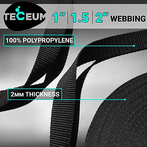 TECEUM 1 Inch Webbing – Black – 25 Yards – 1” Webbing for Climbing Outdoors Indoors Crafting DIY nw - Image 2