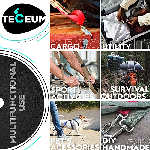 TECEUM 1 Inch Webbing – Black – 25 Yards – 1” Webbing for Climbing Outdoors Indoors Crafting DIY nw - Image 4
