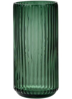 Garlo Flower Vase 20cm Green Thickened Hand Blow Glass Vase Round Vintage Striped Bottles for Bookshelf,Dinner Table,Indoor Office Desktop,Meeting Room,Bathroom,Countertop,Home  - Image 1