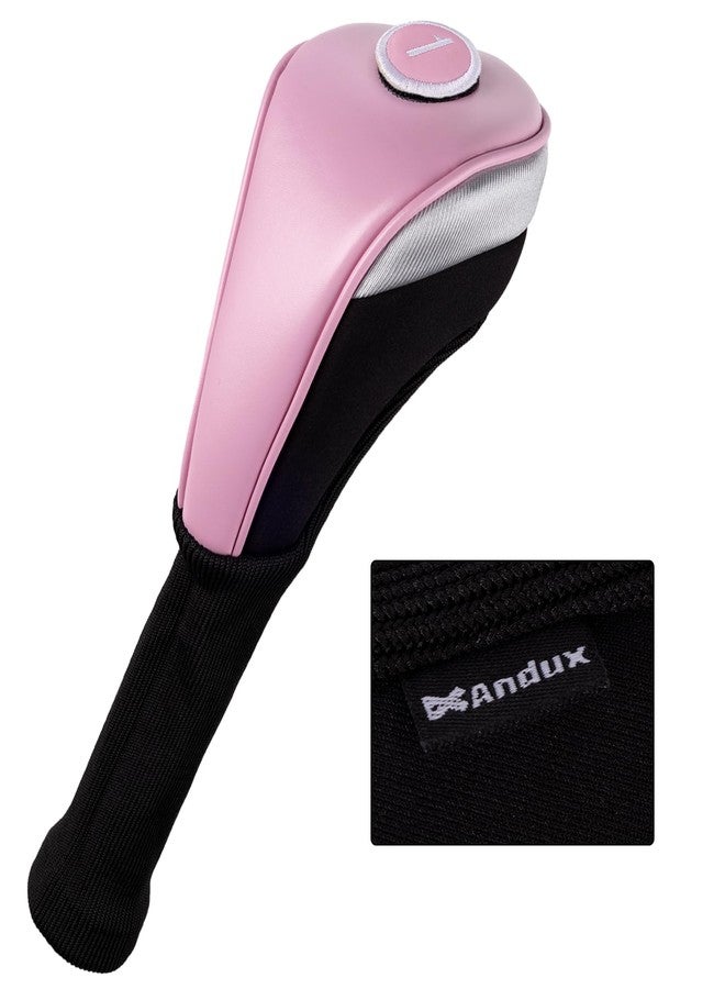 Andux 3pcs/Set PU Golf Wood Club Head Covers with Long Neck Pink - Image 4