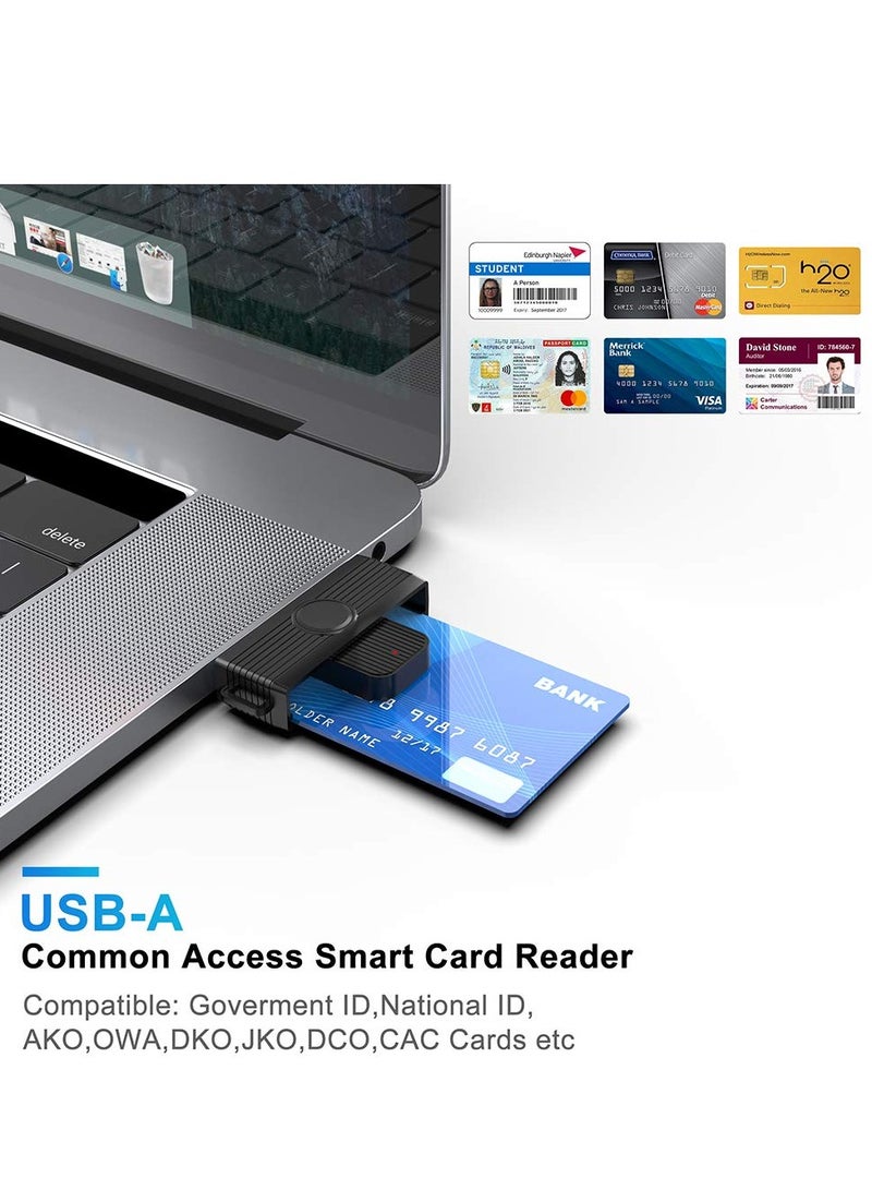SYOSI USB Smart Card Reader Portable CAC Smart Card Reader Universal Access Card Adapter for (CAC/Electronic ID/IC Bank/Health Insurance Card Compatible with Windows XP/Vista/7/8/11 Mac OS - Image 4