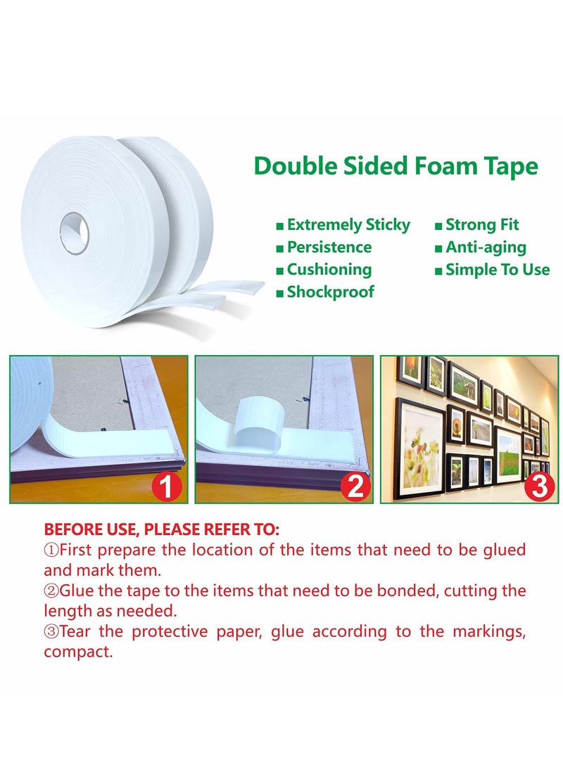 SYOSI 2 Pcs Double Sided Foam Tape Outdoor and Indoor Heavy Duty Strong Weatherproof Adhesive Tape Used for Interior Decoration, Wall Installation, Car Decoration, Craft Making, Handmade(33 FT)  - Image 4