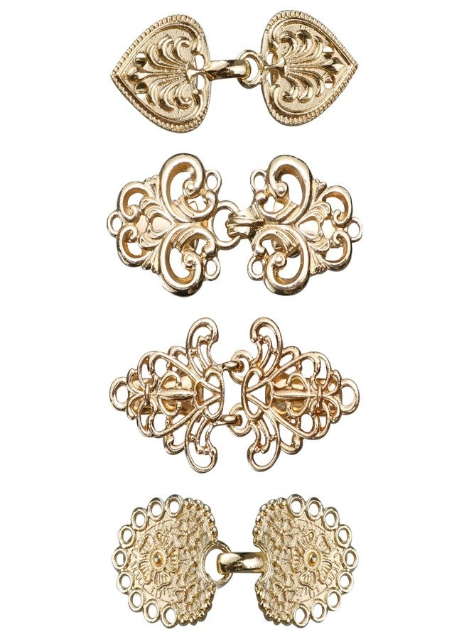 Abvsdu 4 Pieces Vintage Sweater Clips, Sweater Clip for Cardigans to Hold Sweater Together, Shawl Collar Clasp Dress Shirt Brooch Clip&dress Clips Back Cinch (Gold) - Image 1