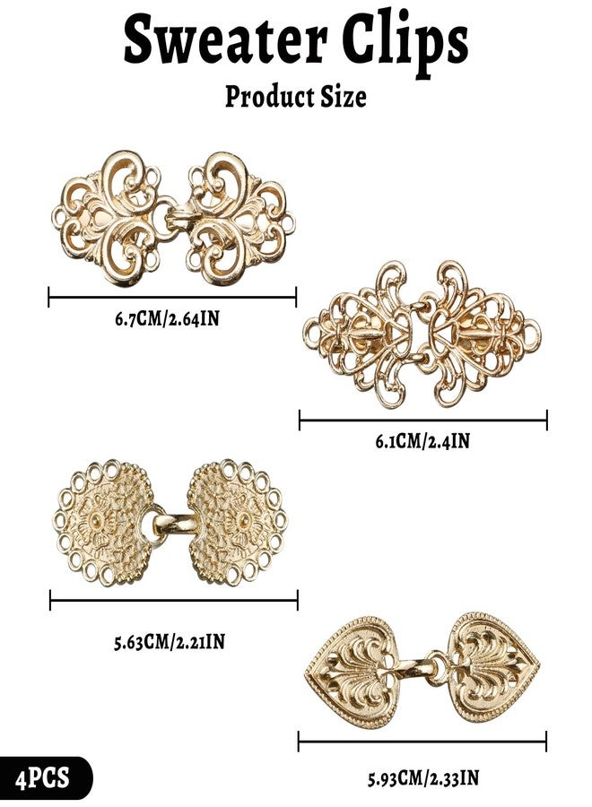 Abvsdu 4 Pieces Vintage Sweater Clips, Sweater Clip for Cardigans to Hold Sweater Together, Shawl Collar Clasp Dress Shirt Brooch Clip&dress Clips Back Cinch (Gold) - Image 2