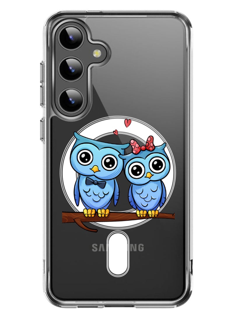 Theodor Magnetic Case for Samsung Galaxy S24 6.2-inch Compatible with MagSafe Wireless Charging, Shockproof Phone Bumper Cover love birds - Image 1