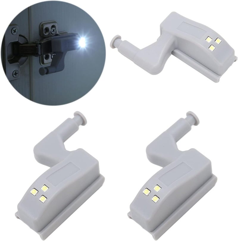 Cupboard Hinge LED Light, 10 Set Smart Touch Induction Cabinet Light for Kitchen Cabinet Under Wardrobe Lamp for Closet (White Light + Battery) - Image 2
