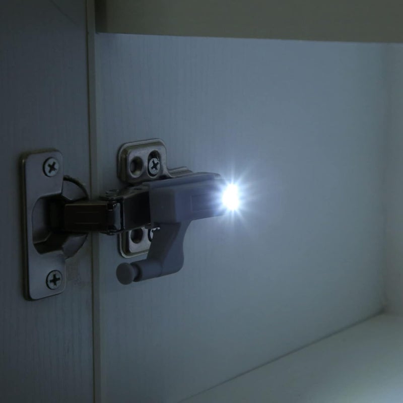Cupboard Hinge LED Light, 10 Set Smart Touch Induction Cabinet Light for Kitchen Cabinet Under Wardrobe Lamp for Closet (White Light + Battery) - Image 3