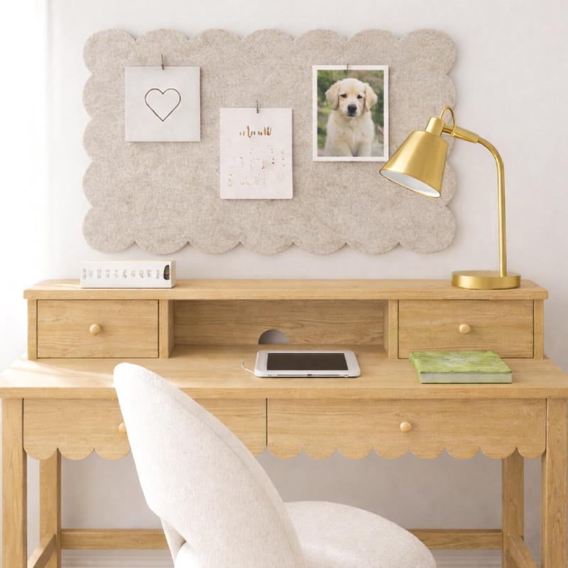 Orelle Scalloped Felt Bulletin Board | 35 x 23â€ | Foldable Peel and Stick Felt Board for Wall | Alternative Cork Board for Office, Message Board, Kids Art Display | Beige - Image 4