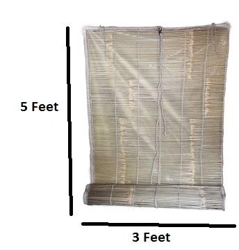 HeeMo Bamboo Solid Curtain 3 x 5 feet Beige Pack of 1 Cordless - Image 2
