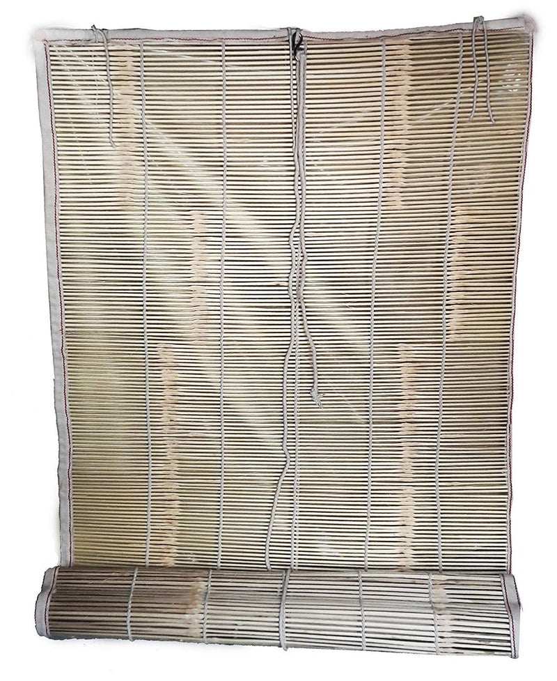 HeeMo Bamboo Solid Curtain 3 x 5 feet Beige Pack of 1 Cordless - Image 1