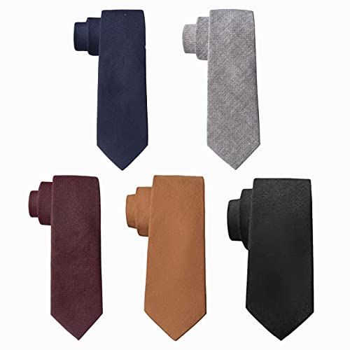 HOULIFE Ties for Men, Solid Mens Tie, Cotton Stripe Skinny Ties for Men, Slim Men’s Neckties for Wedding Party - Image 2