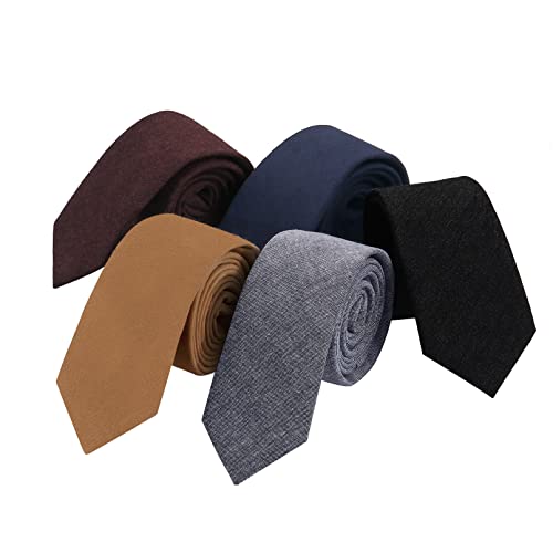 HOULIFE Ties for Men, Solid Mens Tie, Cotton Stripe Skinny Ties for Men, Slim Men’s Neckties for Wedding Party - Image 1
