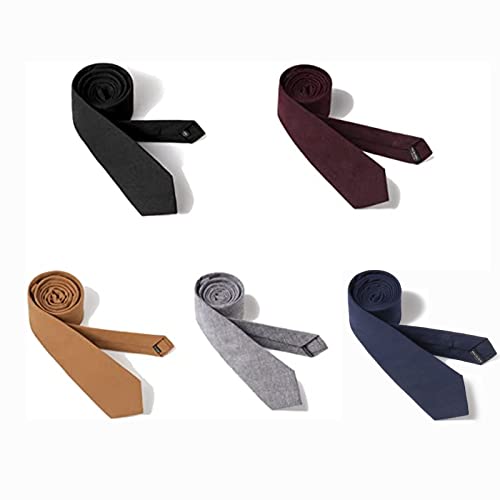 HOULIFE Ties for Men, Solid Mens Tie, Cotton Stripe Skinny Ties for Men, Slim Men’s Neckties for Wedding Party - Image 4