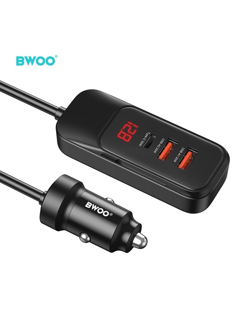 BWOO Pd 30W + Qc 30W Four-Port Expansion Car Charger Black - Image 3