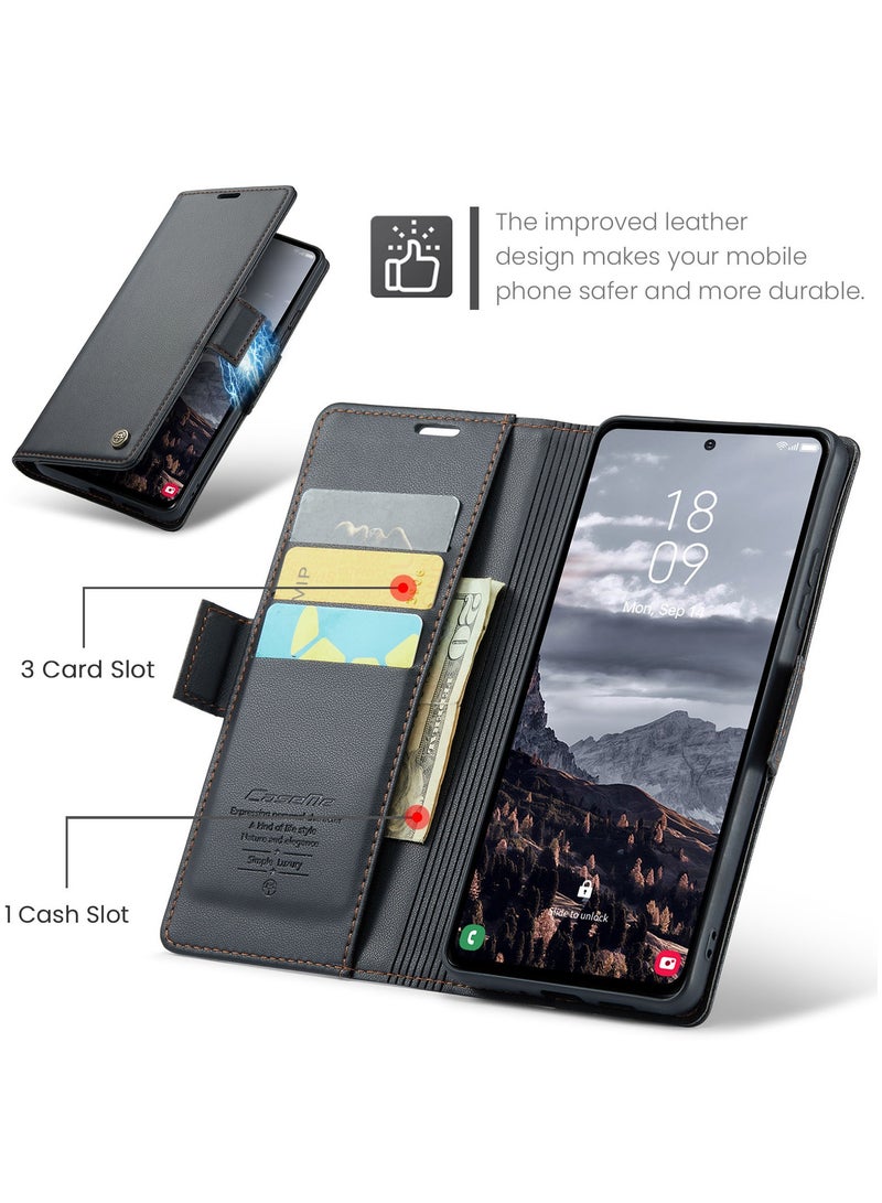 CaseMe For Samsung Galaxy S24 FE Cover, Soft PU Leather Shockproof Mobile Phone Wallet Case, Full Body Protective Flip Cover Magnetic Adsorption Back Cover - Image 2