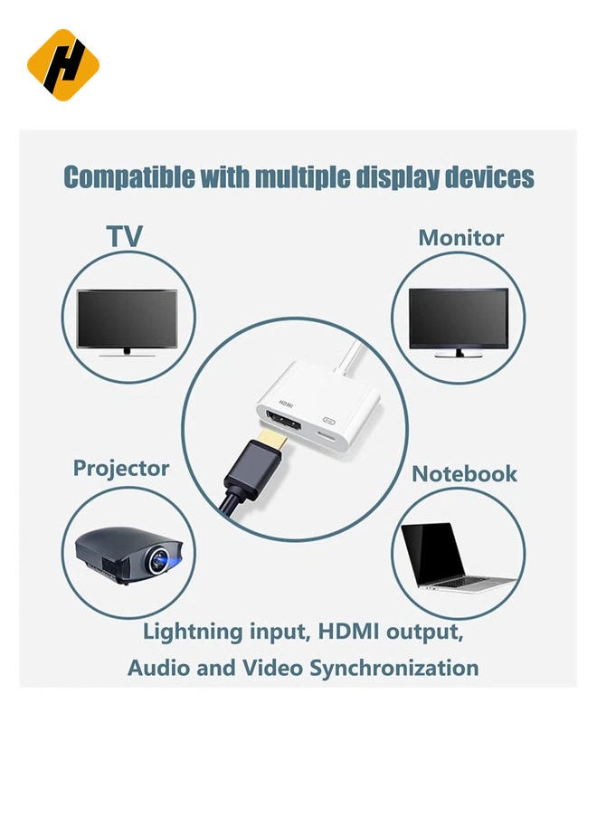 MFi Certified] Lightning to HDMI, Lightning to 1080P Audio Digital AV Adapter, 4K Video HDMI Sync Screen Connector with Charging Port for iPhone 11/XS/XR/X/8 7, iPad on HD TV/Monitor/Projector