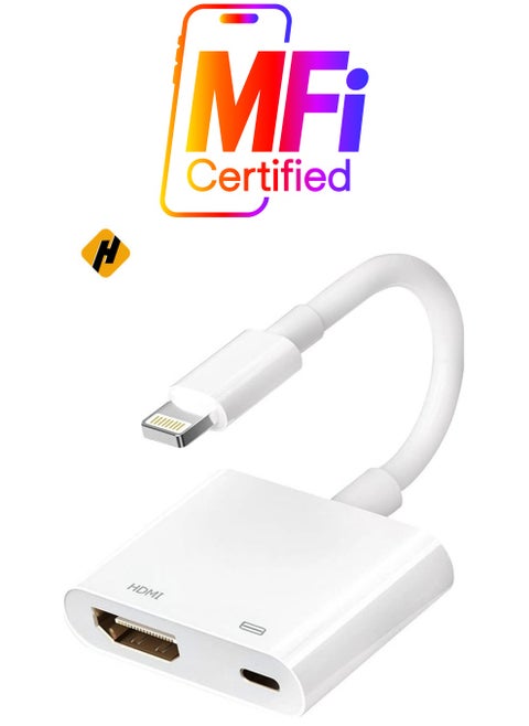 MFi Certified] Lightning to HDMI, Lightning to 1080P Audio Digital AV Adapter, 4K Video HDMI Sync Screen Connector with Charging Port for iPhone 11/XS/XR/X/8 7, iPad on HD TV/Monitor/Projector