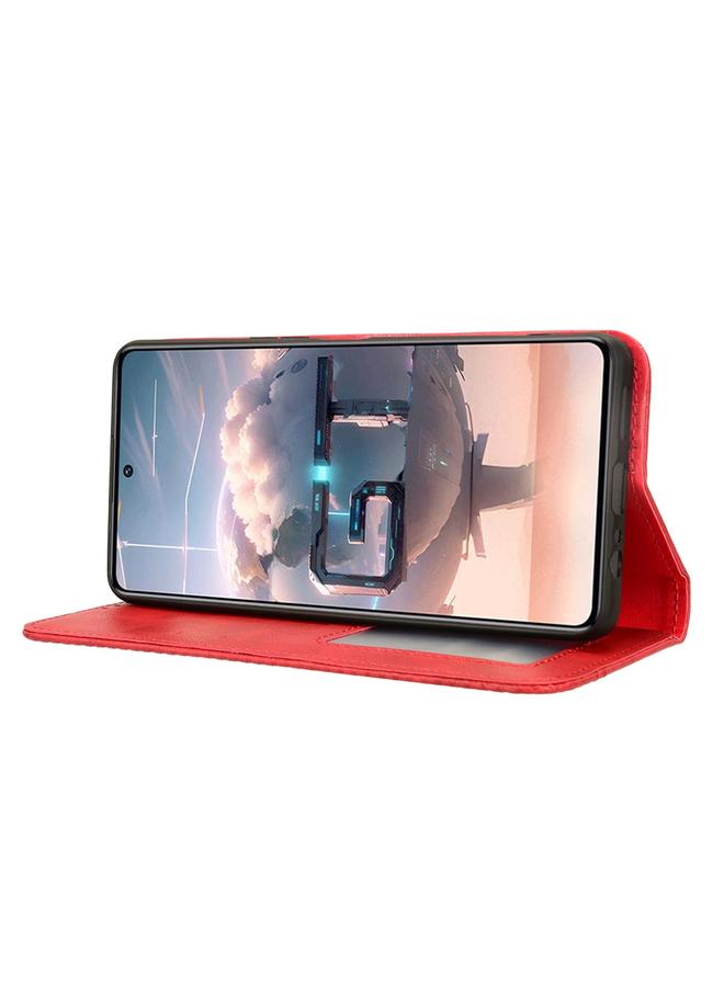 زبون جراب لهاتف Infinix GT 10 Pro مصنوع من الجلد بمشبك مغناطيسي بتصميم كلاسيكي - Image 5