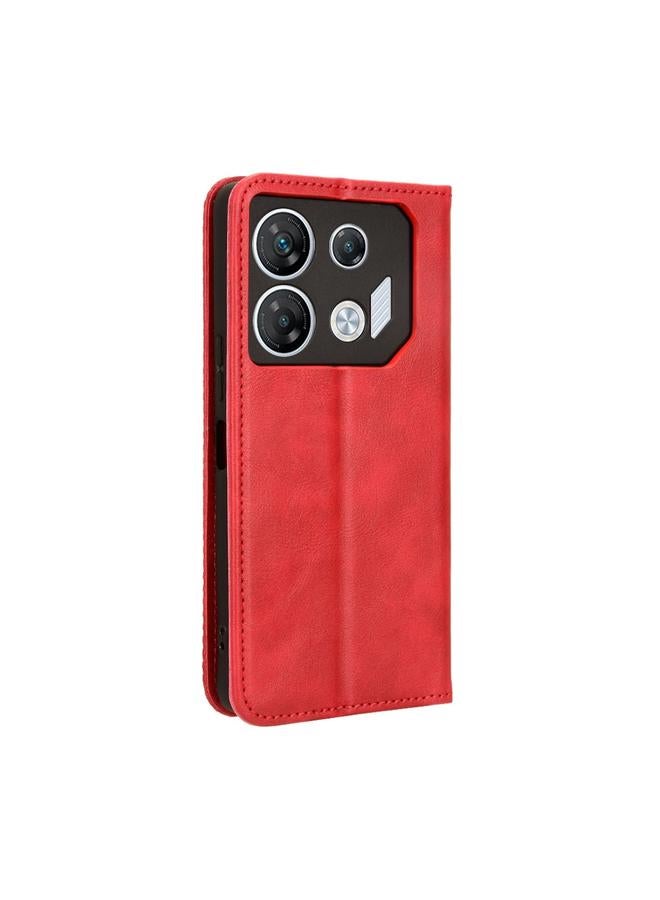 زبون جراب لهاتف Infinix GT 10 Pro مصنوع من الجلد بمشبك مغناطيسي بتصميم كلاسيكي - Image 3