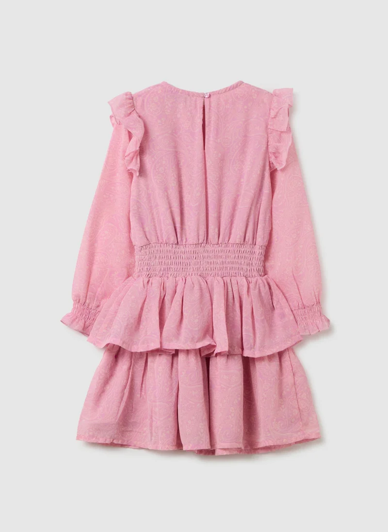 Ovs GIRL'S REGULAR FIT PINK DRESS WITH RUFFLES