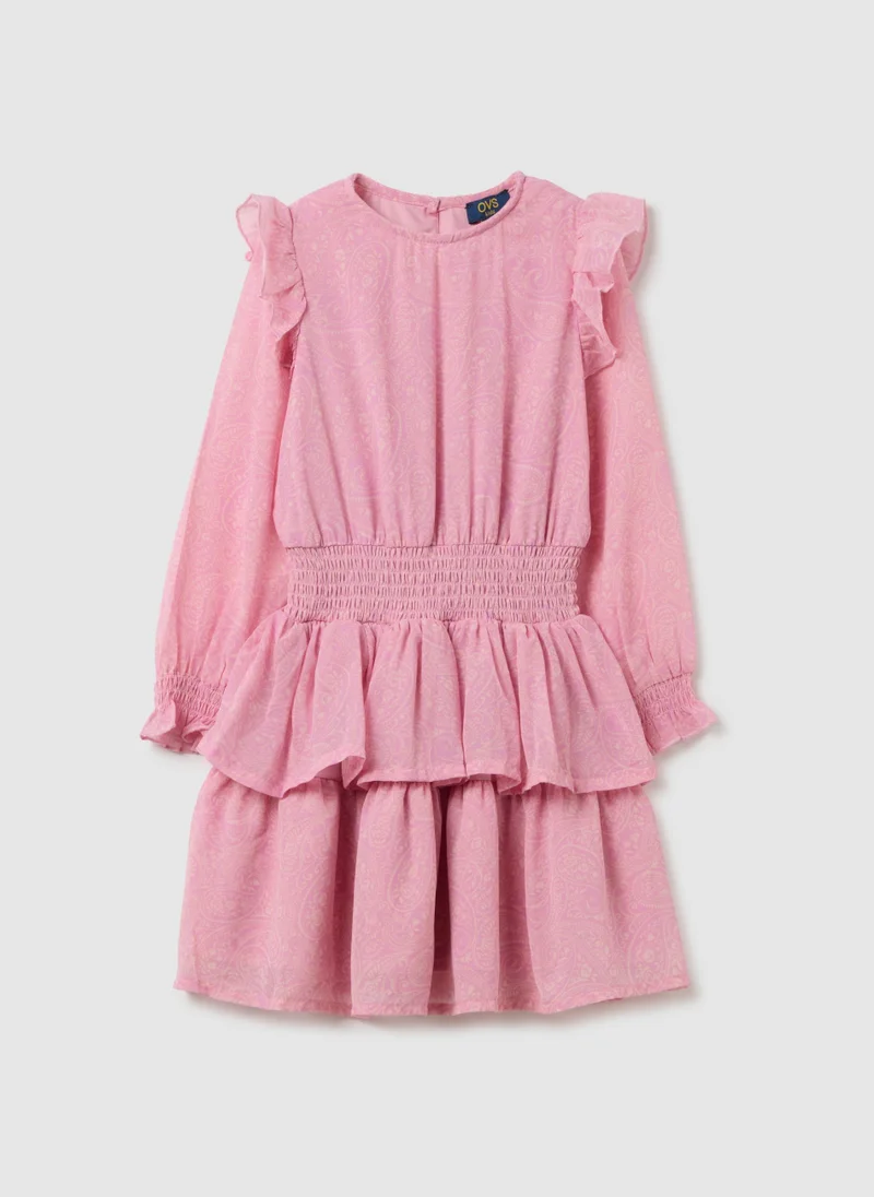 Ovs GIRL'S REGULAR FIT PINK DRESS WITH RUFFLES