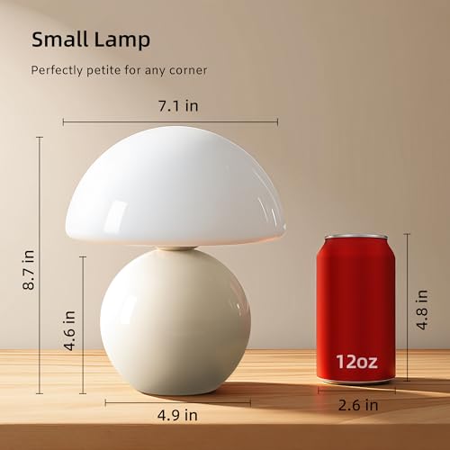 Dawnwake Mushroom Lamp Table Lamp for Bedroom,Desk Bedside Small Lamps for Living Room Night Stands,Mushroom Decor Cute Mini Modern Mid Century Lamps,Unique Aesthetic Home Living Room Decor(White) - Image 5